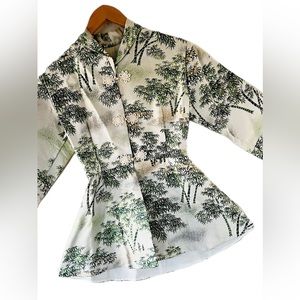 Vintage 1950’s Silk Brocade Bamboo Print Coat with Peplum